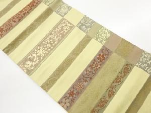 横縞に花唐草模様織出し名古屋帯